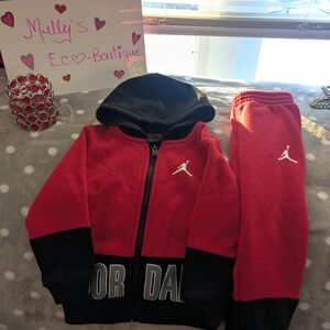 Jordan Kids Red and Black Sweatpants & Joggers Set